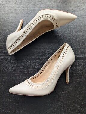Nine West White Heels with Cutouts
